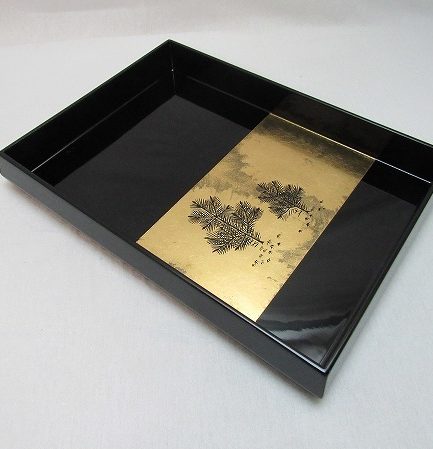 Plateau laqué noir japonais urushi