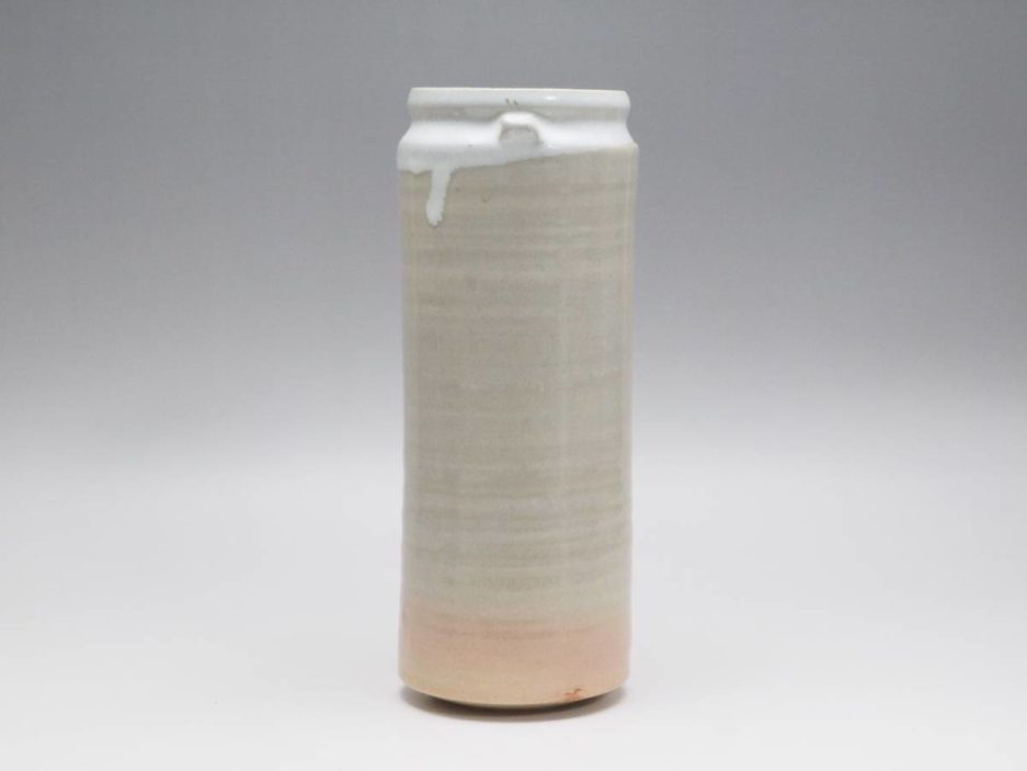 Vase fleurs japon hagi ware blanc rose