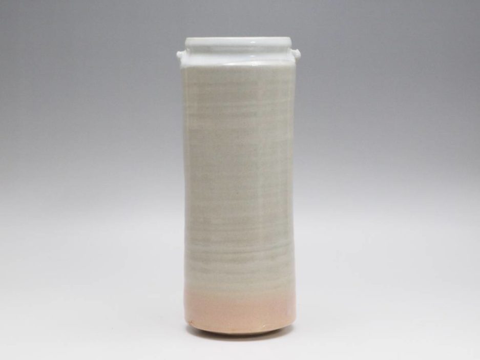 Vase fleurs japon hagi ware blanc rose