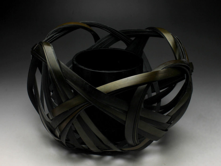 Vase bambou noir ikebana Japon