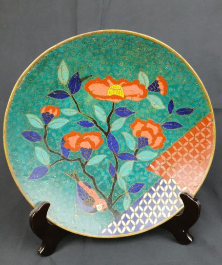 Plat cloisonné japon fleurs et oiseaux japonais