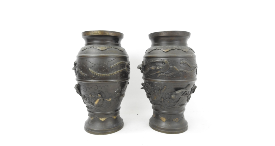 Vases bronze japon art japonais dragon phoenix