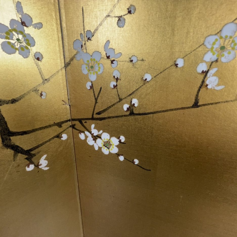 paravent japonais fleurs et charette