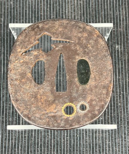 Tsuba sukashi udenuki ana Japon