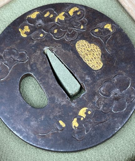 Tsuba fleurs japon Edo