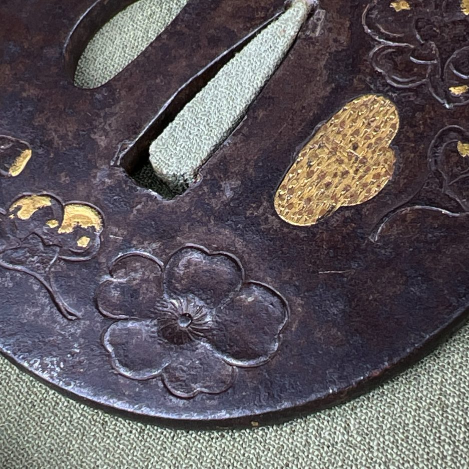 Tsuba fleurs japon Edo