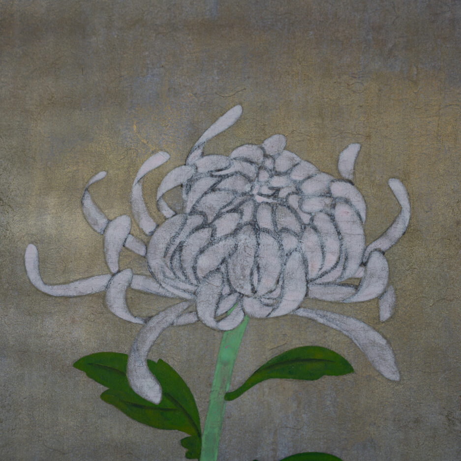 Kakemono estampe Chrysanthème Nobori Oyama fleurs japonaises