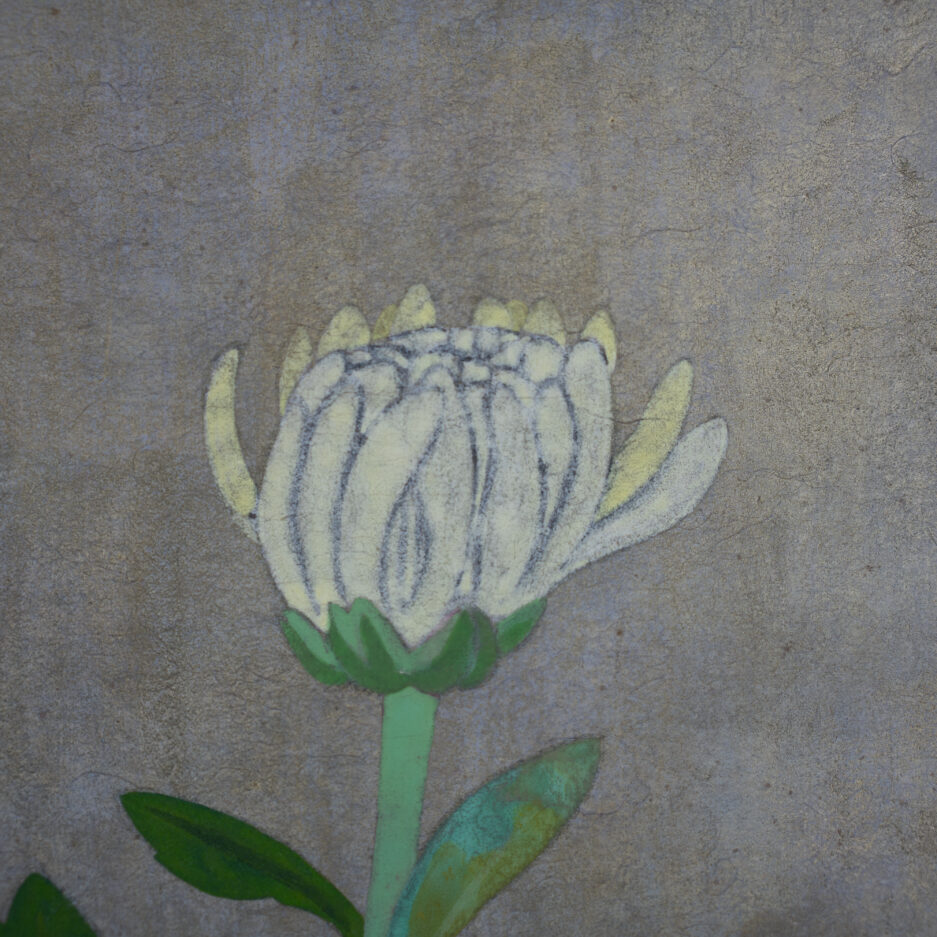 Kakemono estampe Chrysanthème Nobori Oyama fleurs japonaises