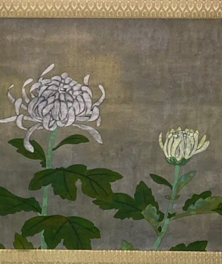 kakemono japonais fleurs chrysanthèmes Nobori Oyama