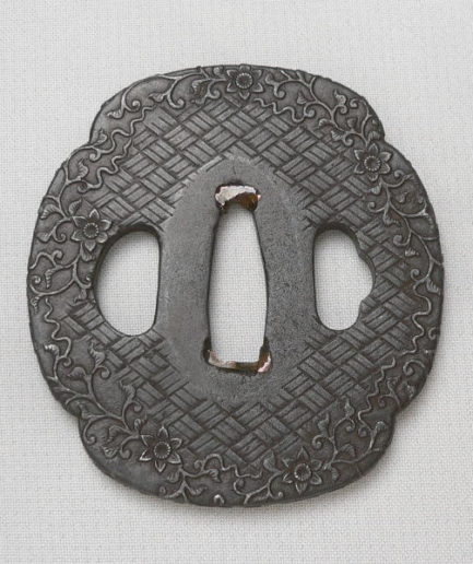 tsuba mokko gata japon fleurs edo