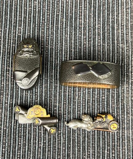 Ensemble montures de sabre japonais fuchi kashira menuki oni Kogeiya Luc hedin