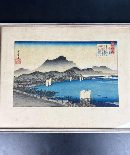 Estampe japonaise Utagawa Hiroshige bateaux Awazu Omi