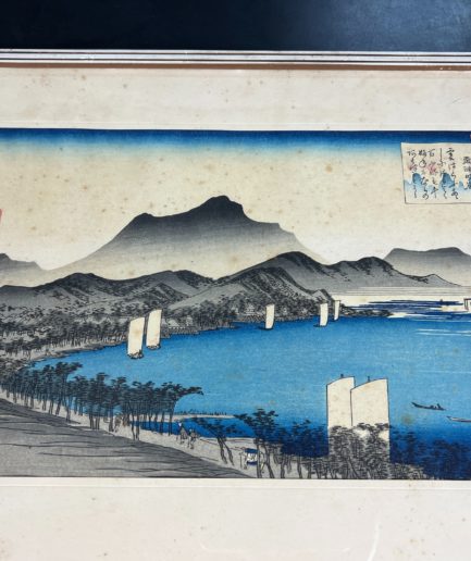 Estampe japonaise Utagawa Hiroshige bateaux Awazu Omi