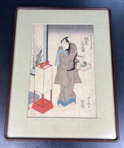 Estampe japonaise Toyokuni Kunisada Homme nécessaire à fumer