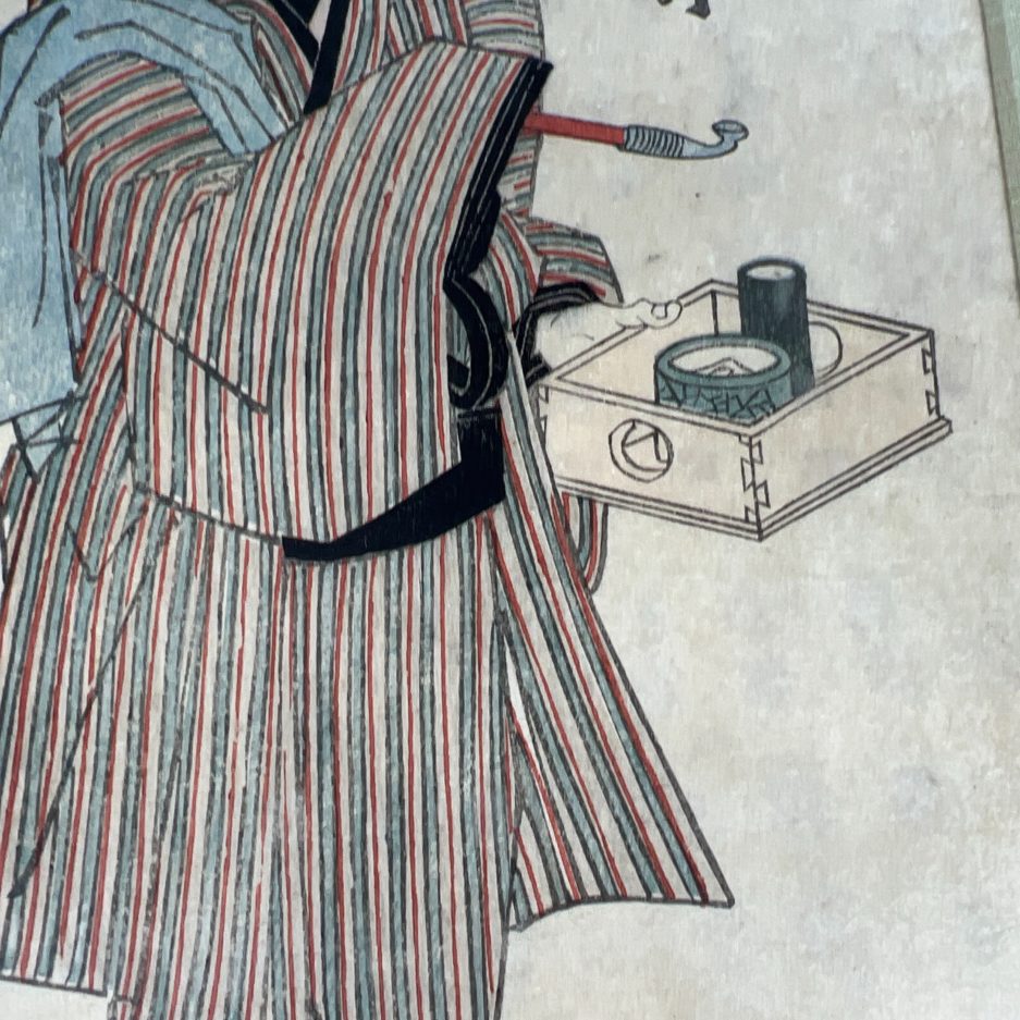 Estampe japonaise Toyokuni Kunisada Homme nécessaire à fumer