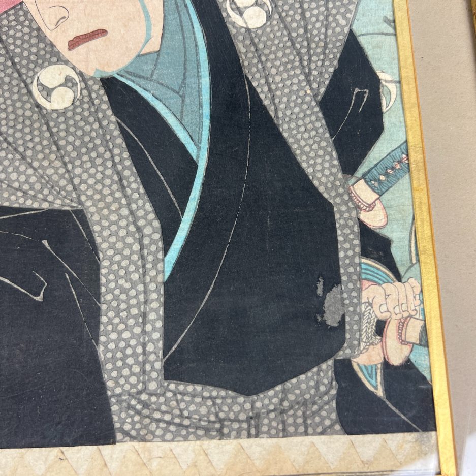 Estampe japonaise acteur kabuki au couteau japon