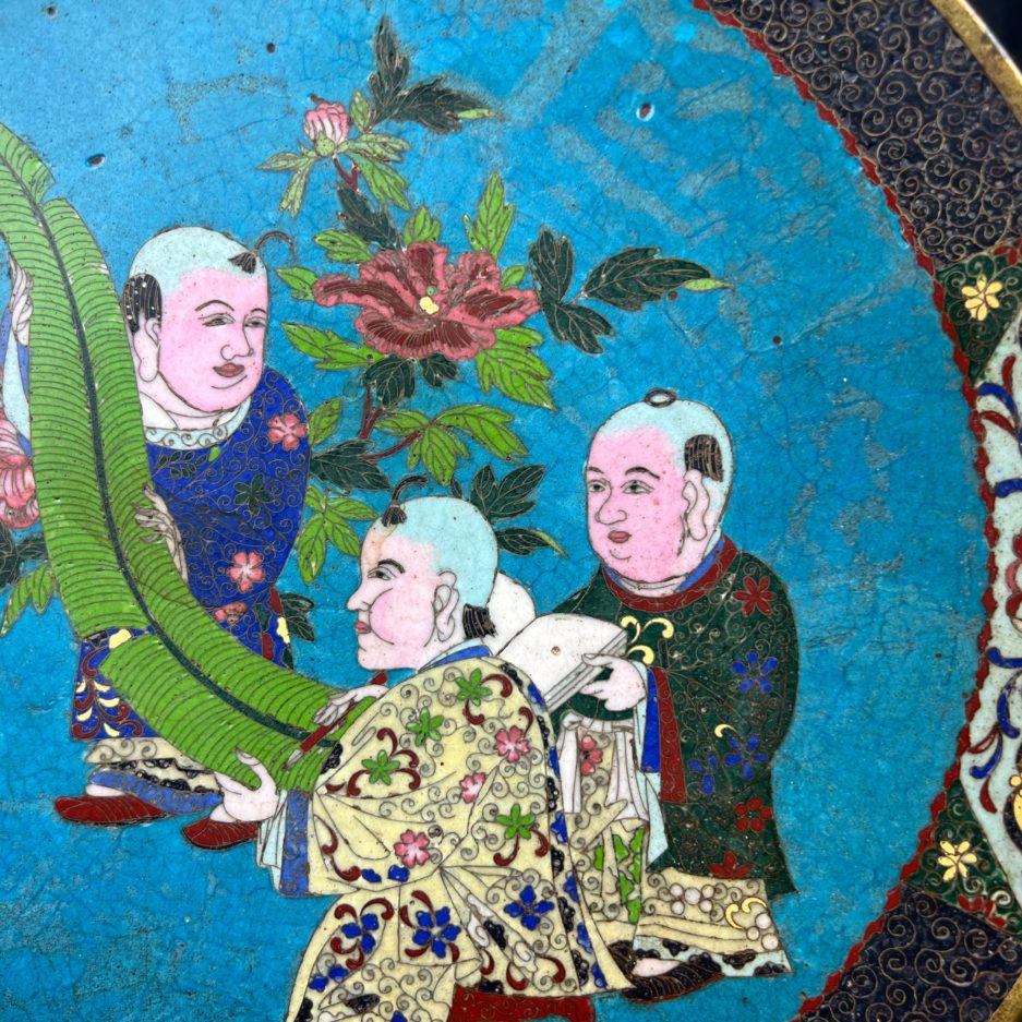 Plat cloisonné japon jeunes enfants