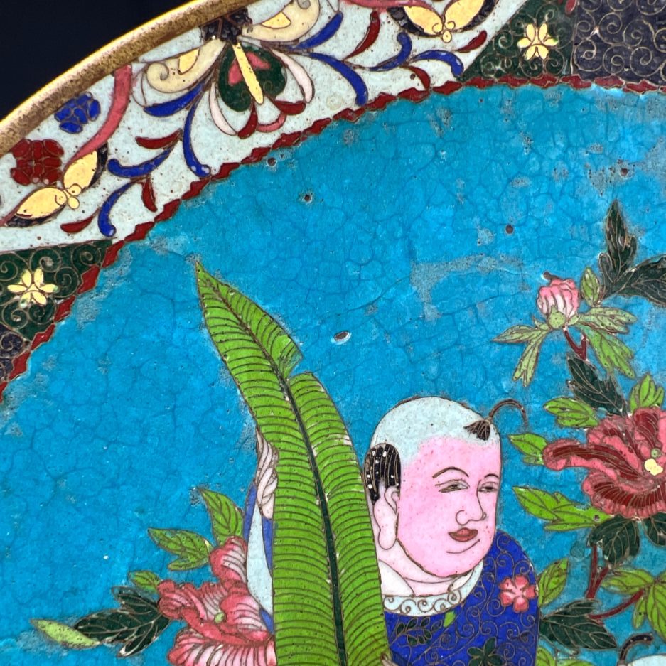 Plat cloisonné japon jeunes enfants