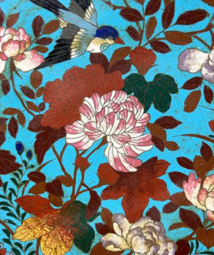 Plat cloisonné fleurs automne art japonais