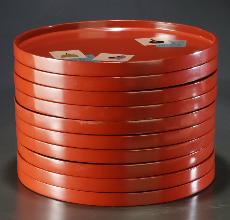 Assiette bois laqué rouge japon cadeau