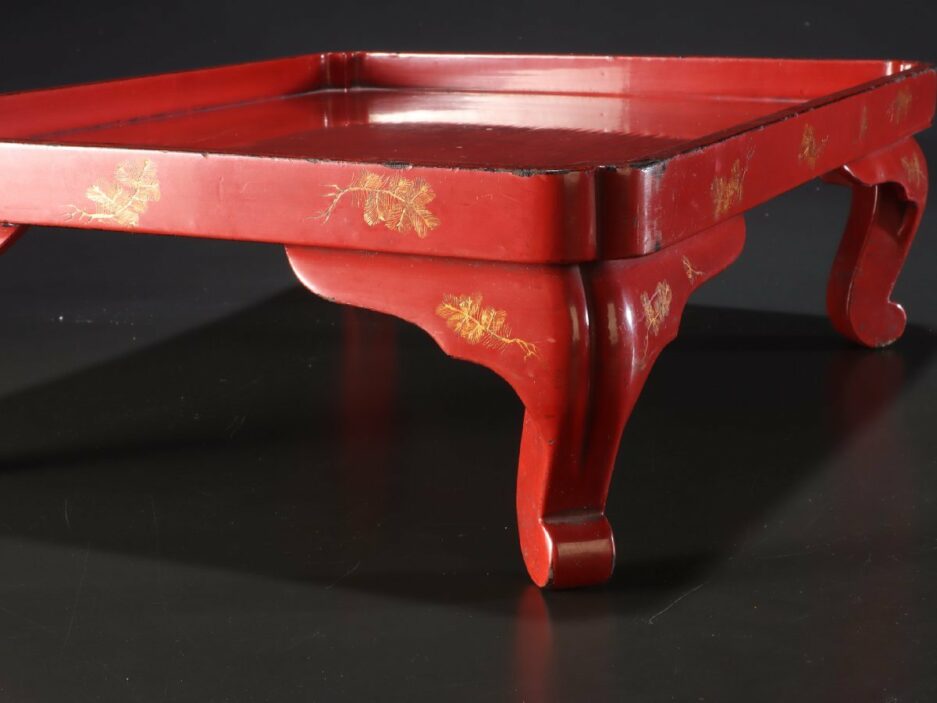 table plateau laque japon rouge thé chanoyu