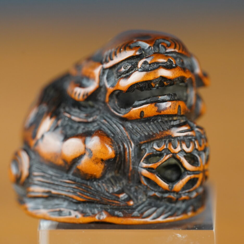 Netsuke japonais kara-shishi shishi Minkoku