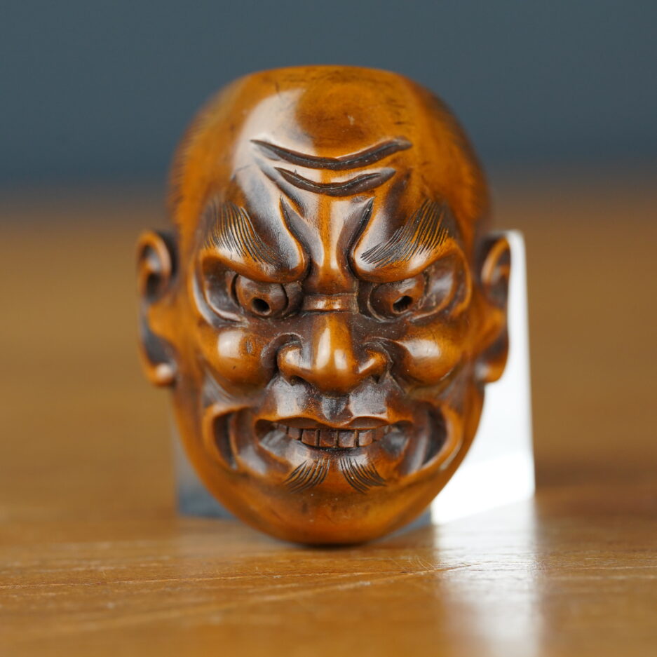 Netsuke japon masque homme en bois