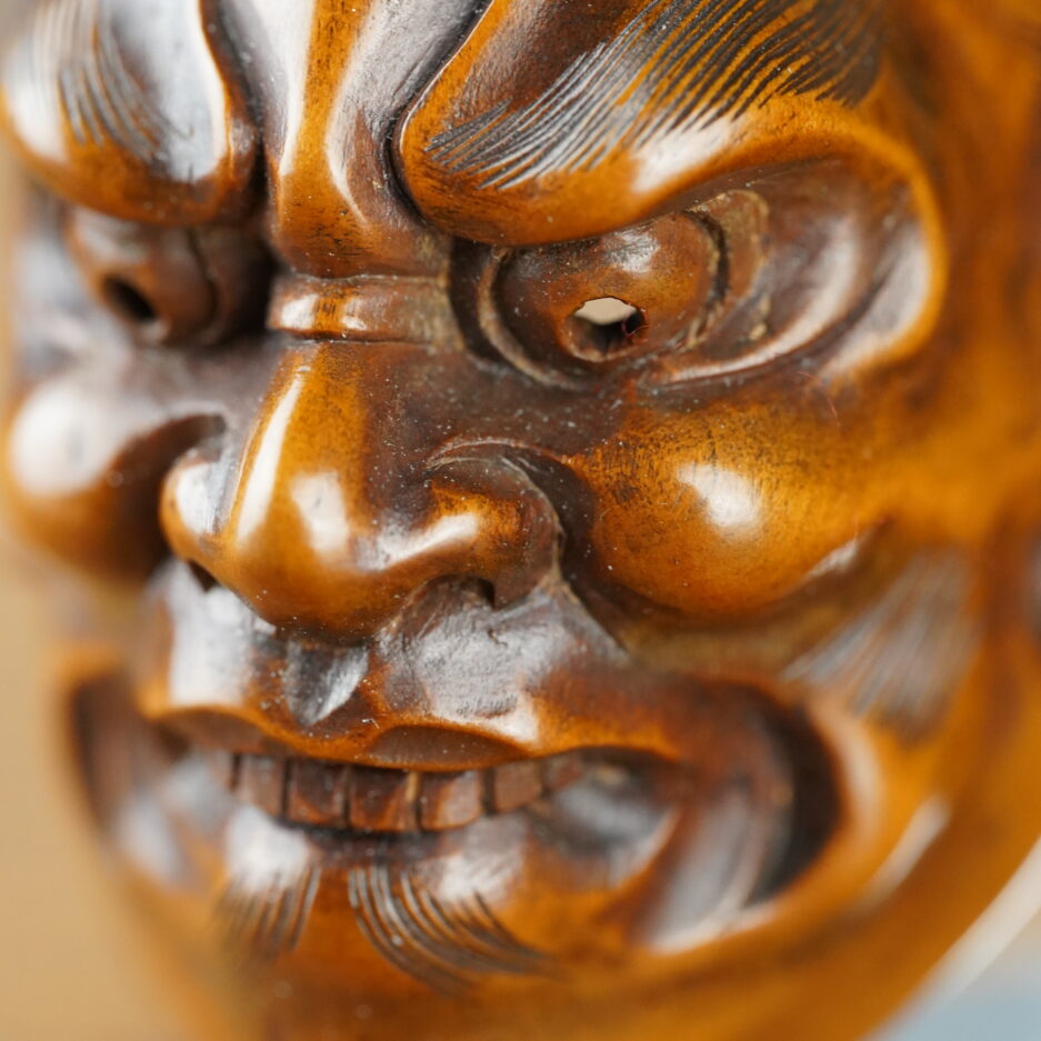 Netsuke japon masque homme en bois