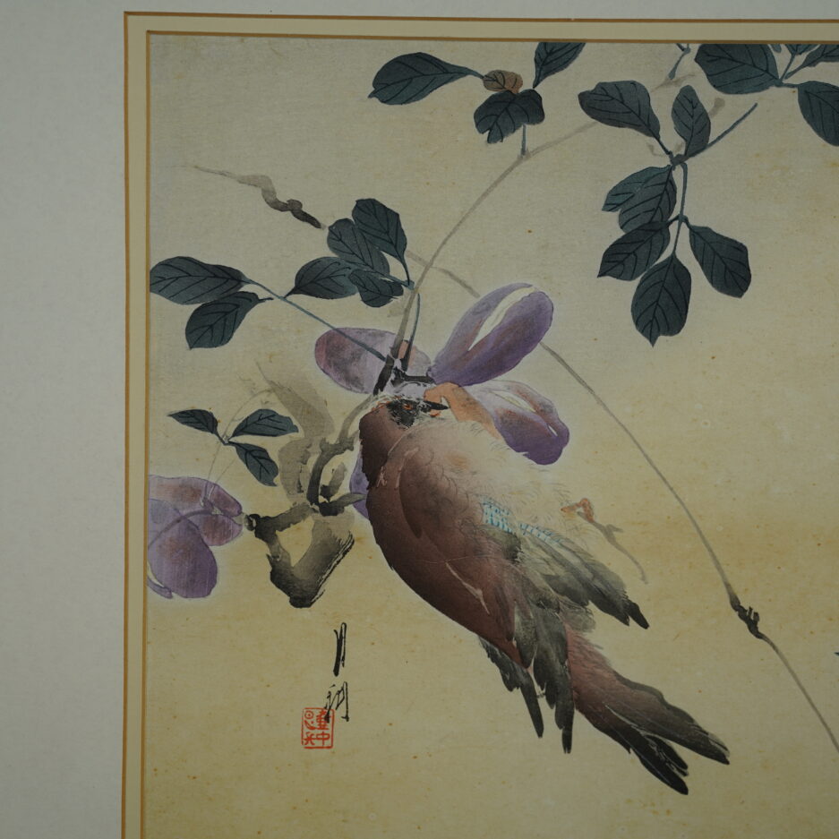 estampe ogata gekko oiseau fleurs de cerisier sakura Japon