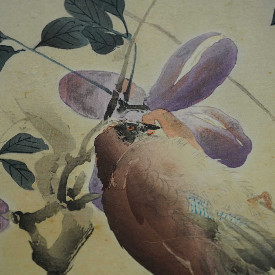 estampe ogata gekko oiseau fleurs de cerisier sakura Japon