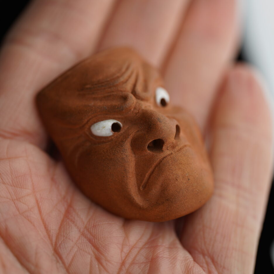 netsuke ceramique grimaçant masque japonais