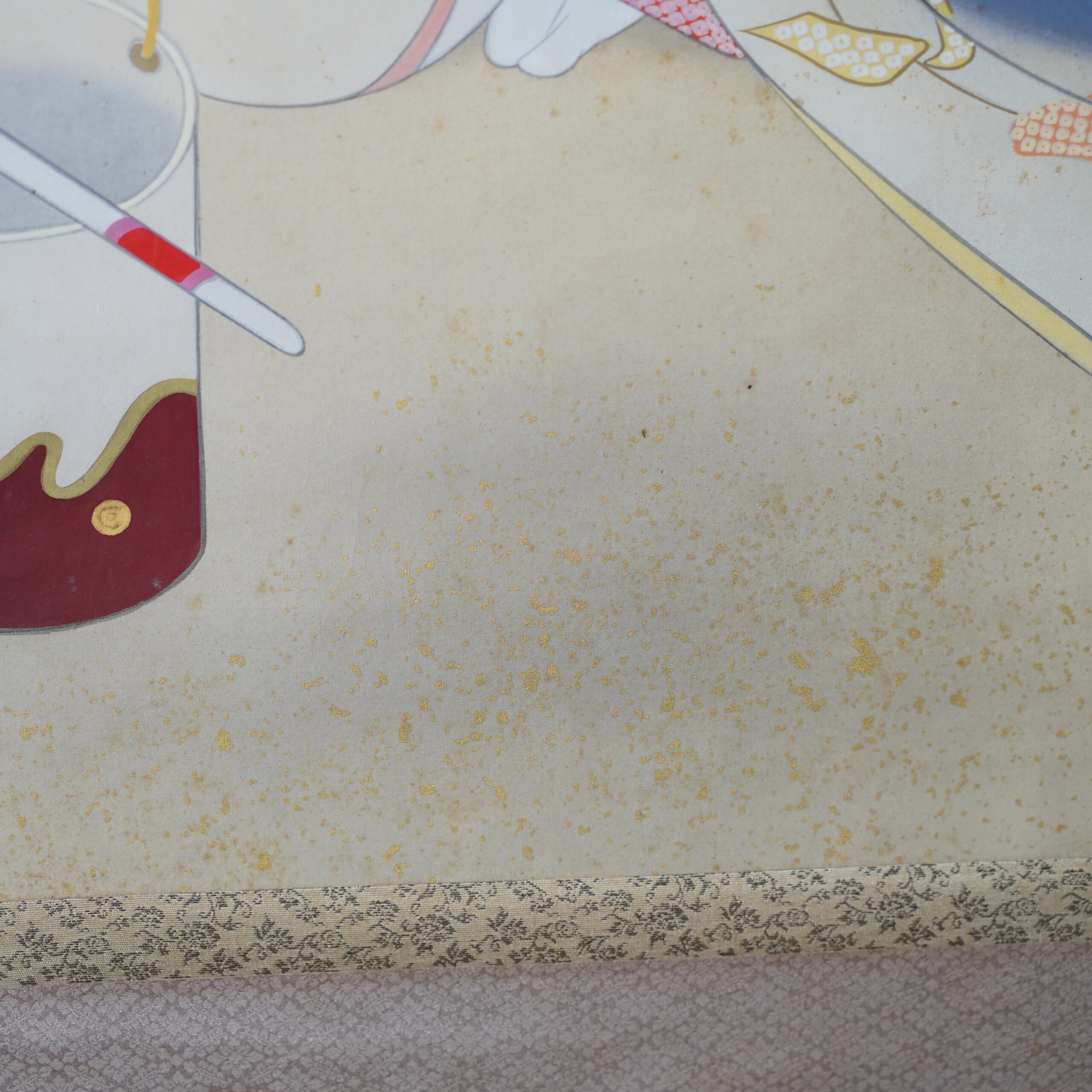 kakejiku-kakemono-danseuse-japonaise-bugaku-showa-antiquaire-japon-luc-hedin-04649 Kakemono kakejiku danseuse Japon Bugaku éventail I Luc Hédin antiquaire art japonais Kogeiya