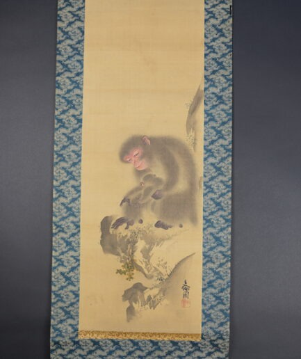 Kakemono kakejiku singe Japon Baien I Luc Hédin antiquaire art japonais Kogeiya