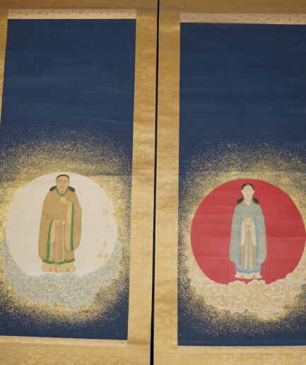 Diptyque de kakemono "Nichigetsu Shinzō" : Divinités du Soleil & de la Lune - Fin Edo XIXe s.