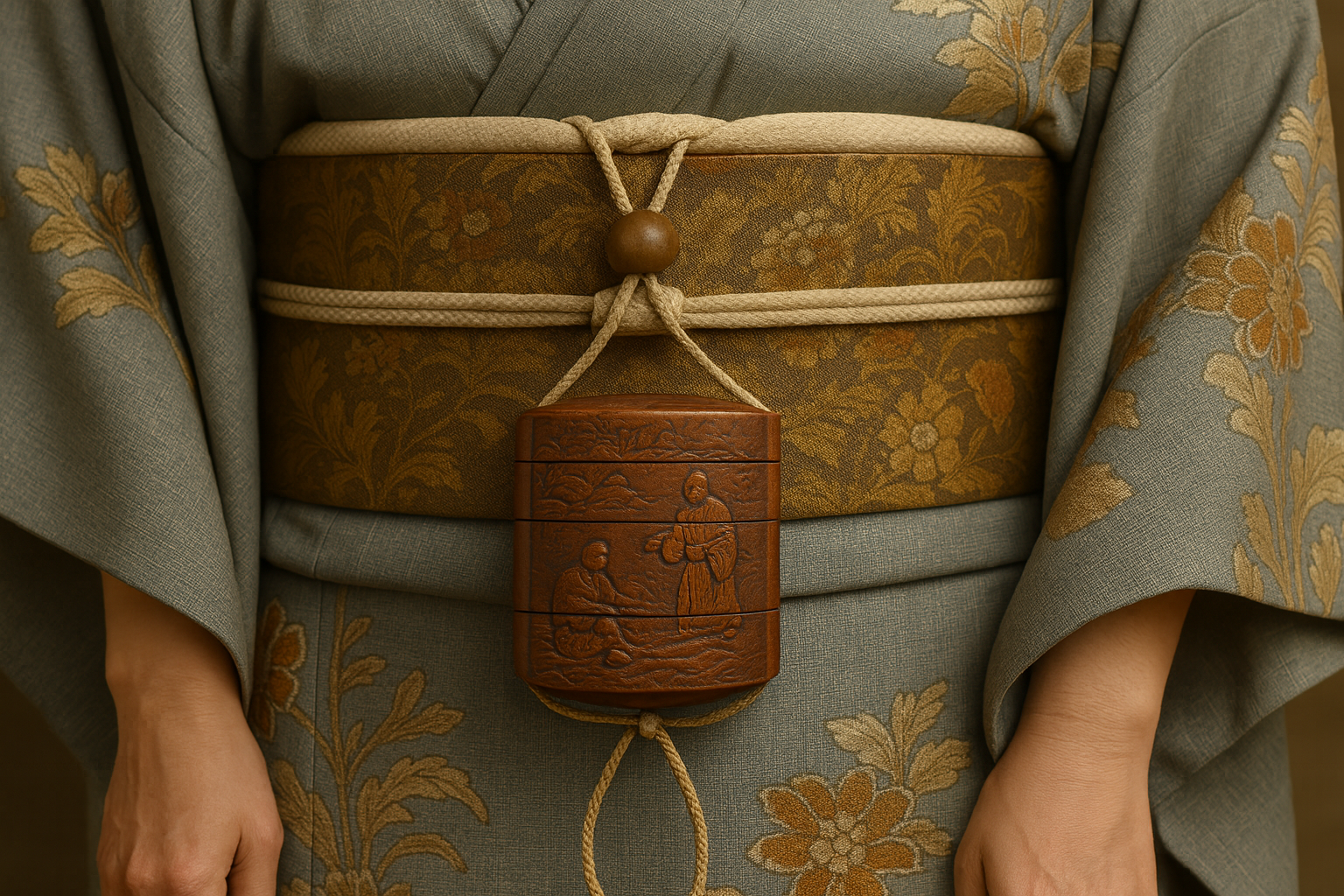 Ceinture obi japon et Inro Japonais